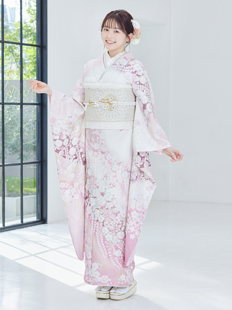振袖レンタル 成人式 ピンク 辻が花 フルセット Allure セミオーダー