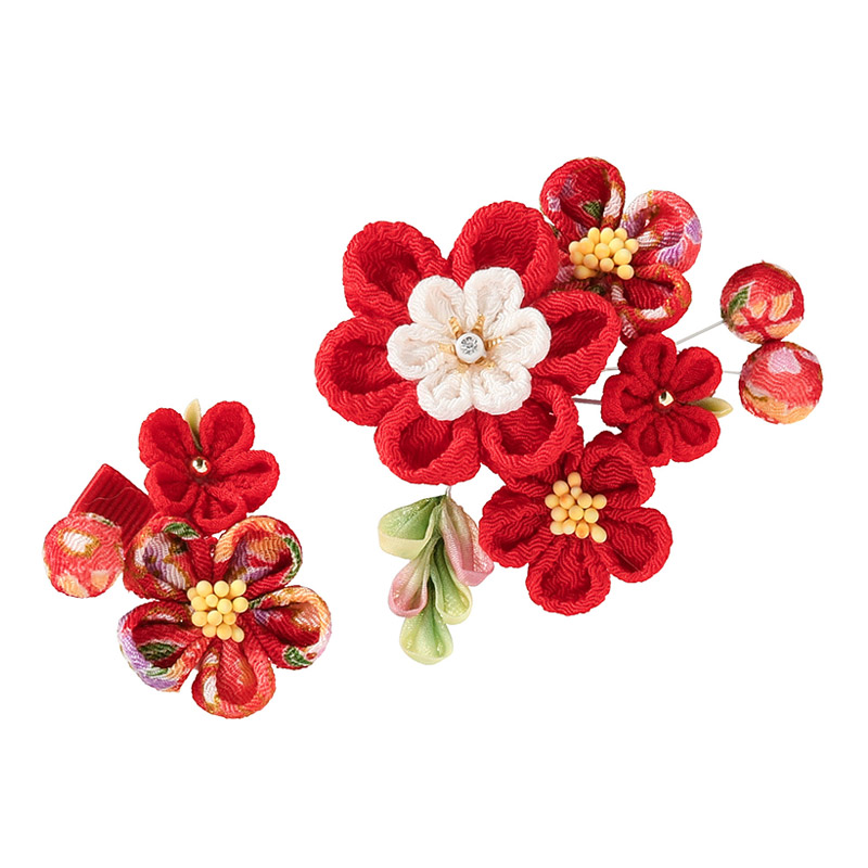 ペット用 ヘアアクセサリー 和風 本格派ちりめんつまみ細工 犬用