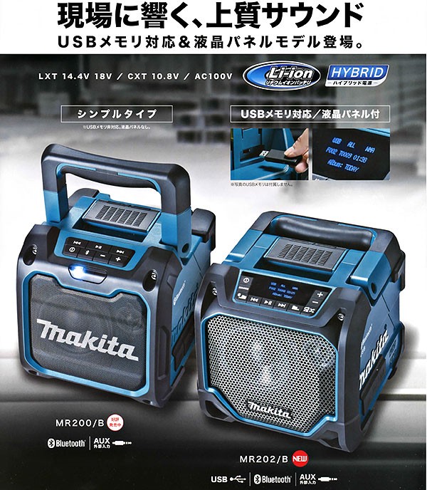マキタ（makita） 充電式スピーカー MR202 USBメモリ対応／液晶パネル