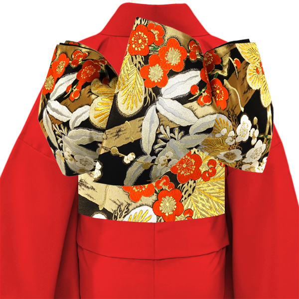 絲屋善創 袋帯 振袖用 仕立て付き 黒 正絹 松竹梅 新品 購入 販売 帯