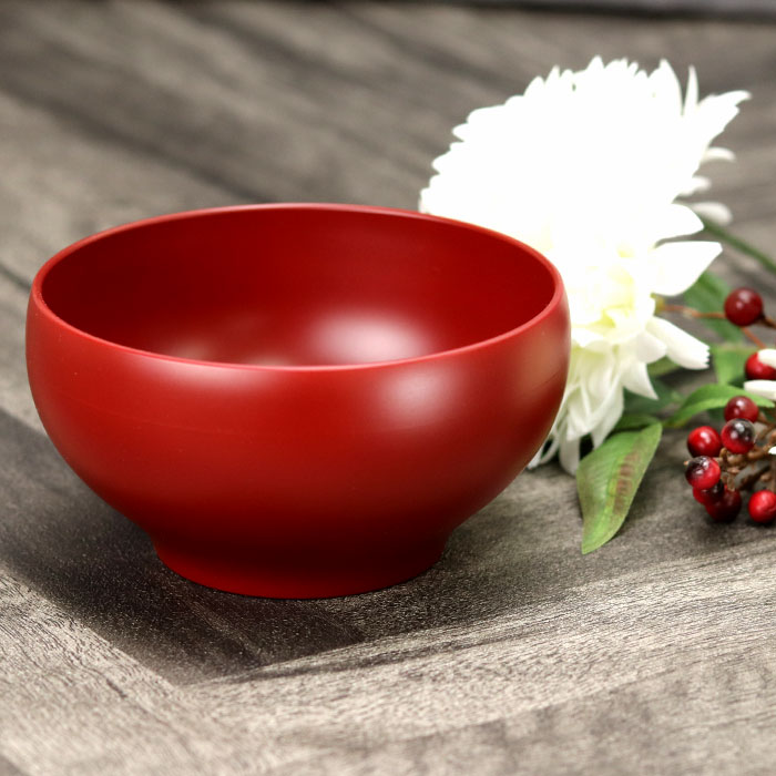 お椀 汁椀 日本製 食洗機対応 電子レンジ対応 会津塗 丸味椀 赤 : 曲げ