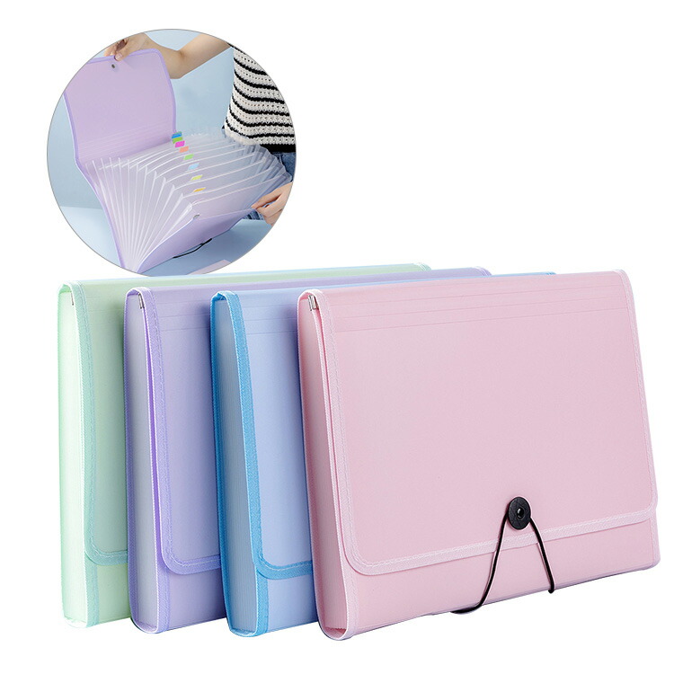 バインダー A4 ファイルケース 12ポケット アコーディオン式 蛇腹 多層