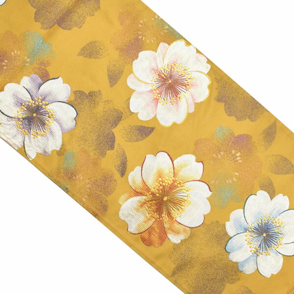 振袖 帯「黄土色 桜」日本製 西陣織 西陣織証紙番号 No.29 株式会社