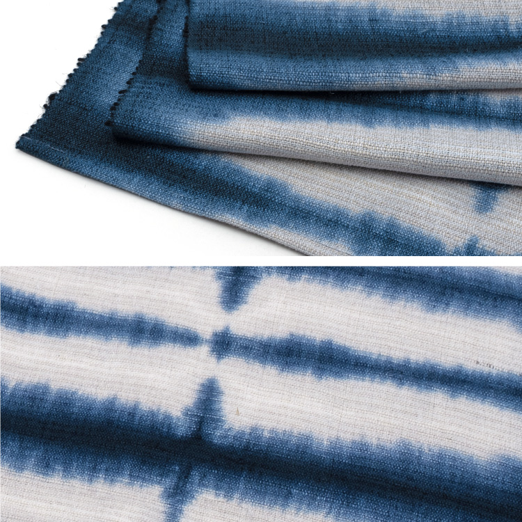 麻暖簾のれん手績み手織り藍染絞り染め