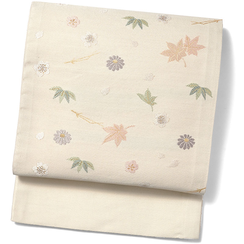 MAX10,000円OFFクーポン京袋帯 唐織り うさぎ 月笹花丸柄 松葉