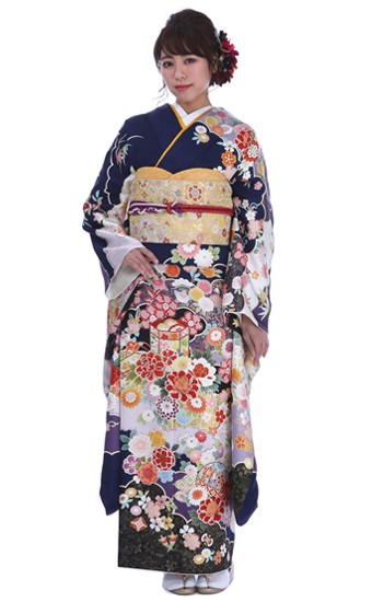 ワイドサイズ ふくよかサイズ 長じゅばん付き 正絹振袖 165cm a241