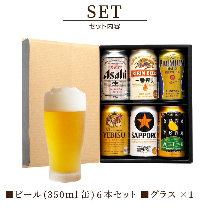 ビール お酒 ギフト プレゼント 飲み比べ 6本 ＆ きらめく グラス