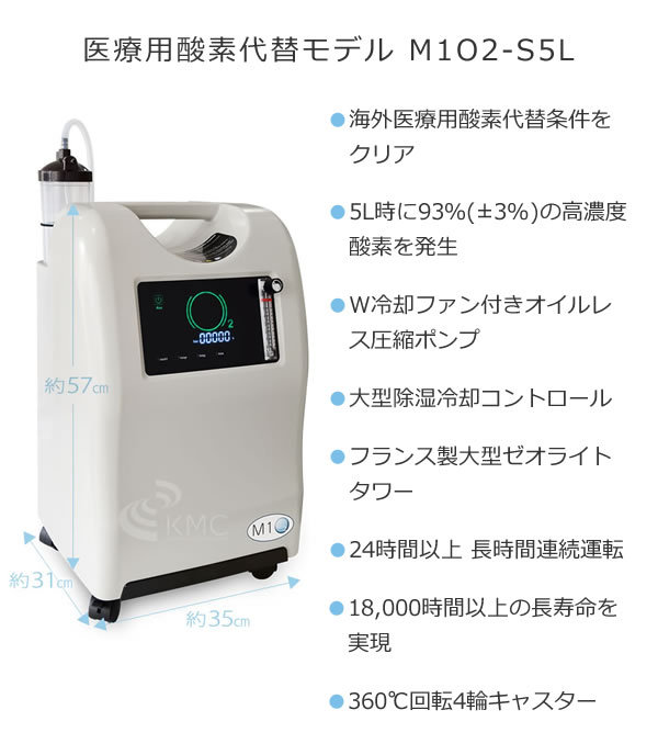 酸素発生器/酸素濃縮器 M1O2-S5L エムワンオーツーS5L【日本製】【海外