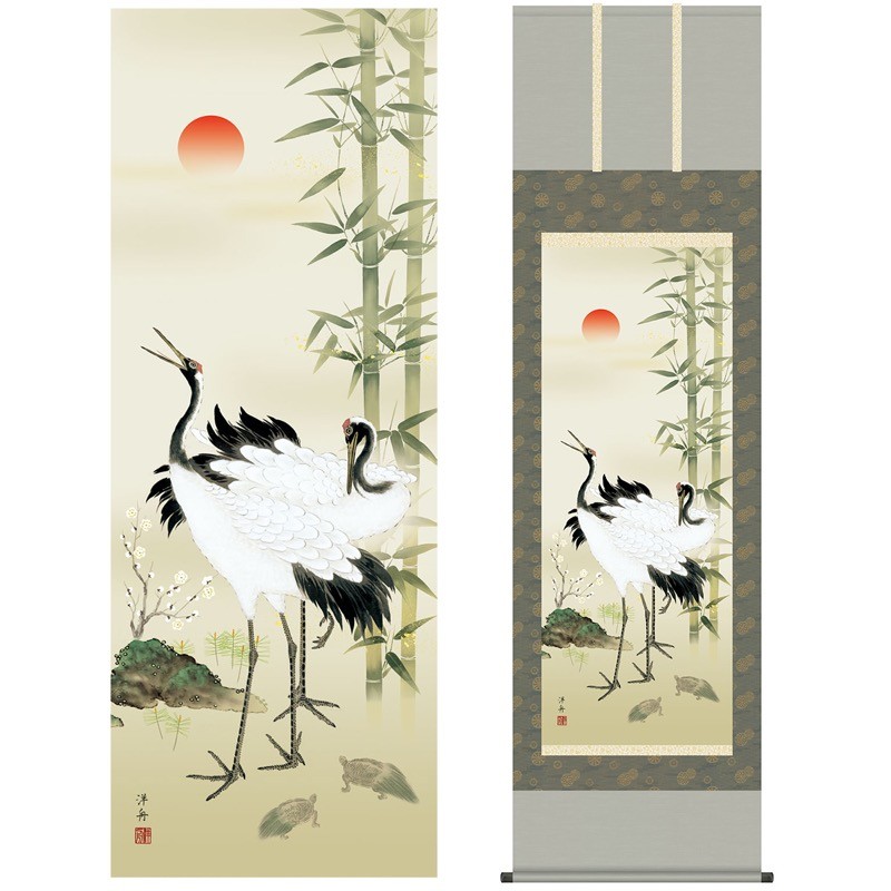 美品 掛け軸 小野守鳳作 牡丹図 共箱 太巻き付 四季花 年中掛け 美品