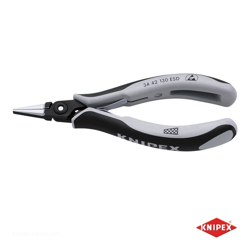 KNIPEX 3442-130ESD 精密プライヤー ヒラ クロスメッシュ : 工具通販
