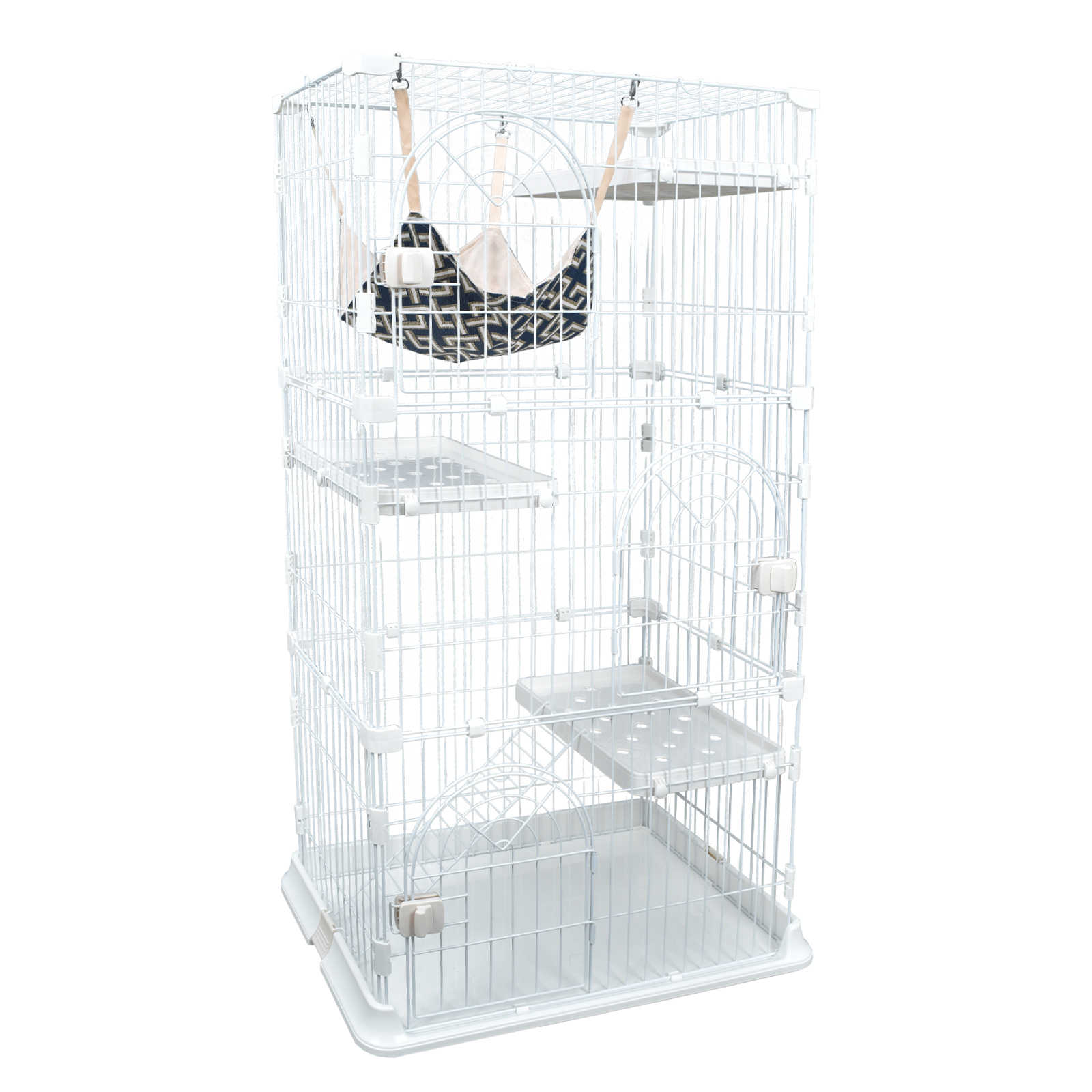 新品 キャットケージ 3段仕様 ホワイト ハンモック付き 幅125cm Amazon