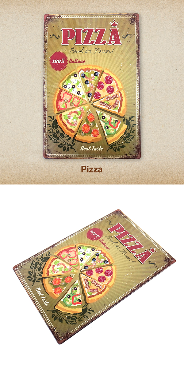 イタリアン ブリキ看板 20cm×30cm イタリア料理 パスタ ピザ