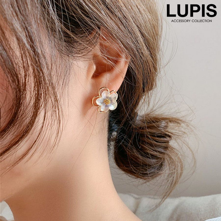 LUPIS（ルピス） ピアス フラワー クリアホワイト オーロラ ゴールド