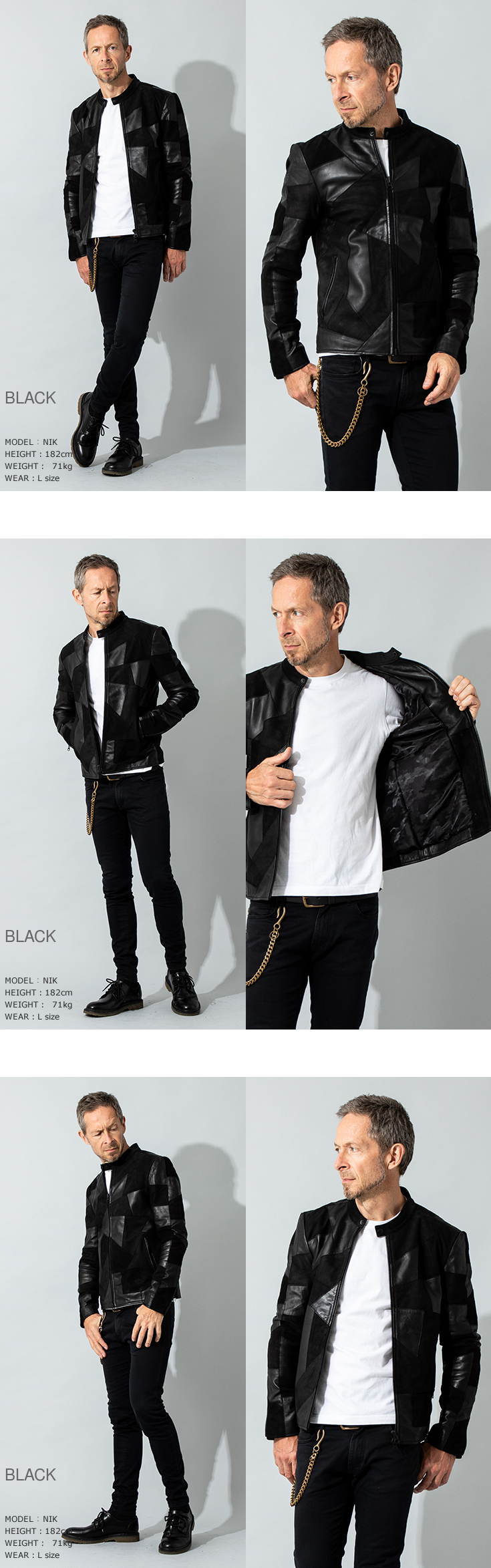 JUVENTUS 本革 パッチワークライダースジャケット メンズ ユベントス