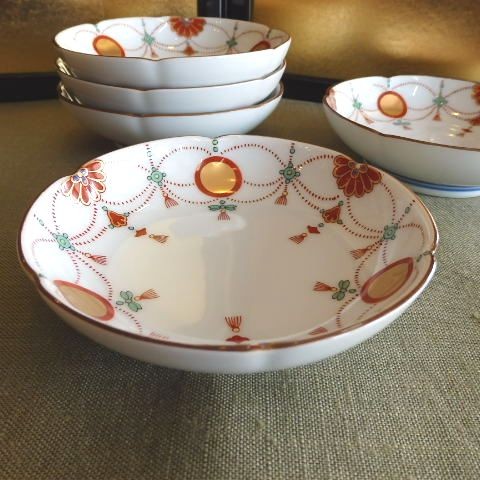 有田焼 賞美堂 小皿豆皿 錦日輪赤玉瓔珞文 小皿揃え 5客組 得