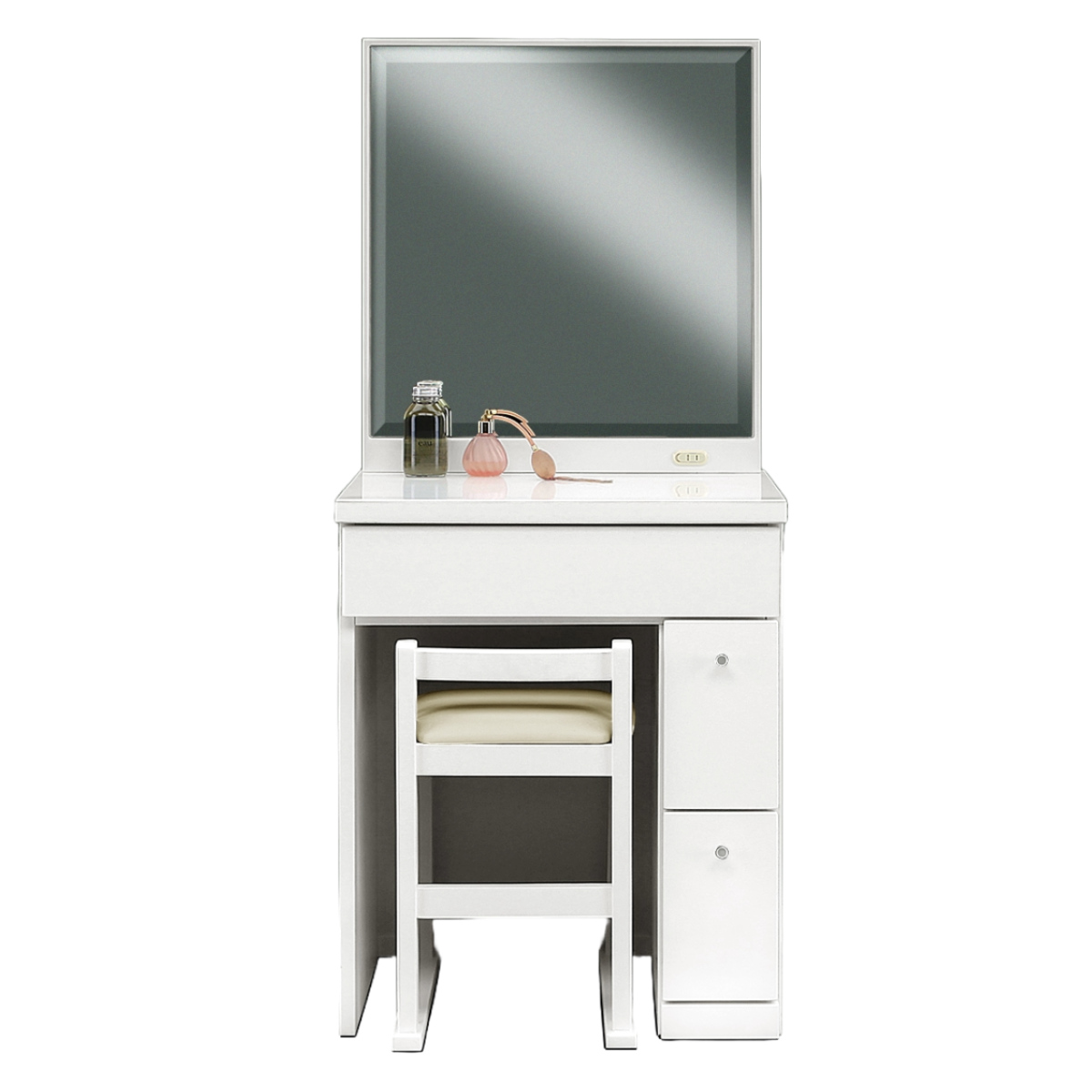 ドレッサー 鏡台 一面鏡 幅58.5cm プリマ （ 奥行41cm スツール付き