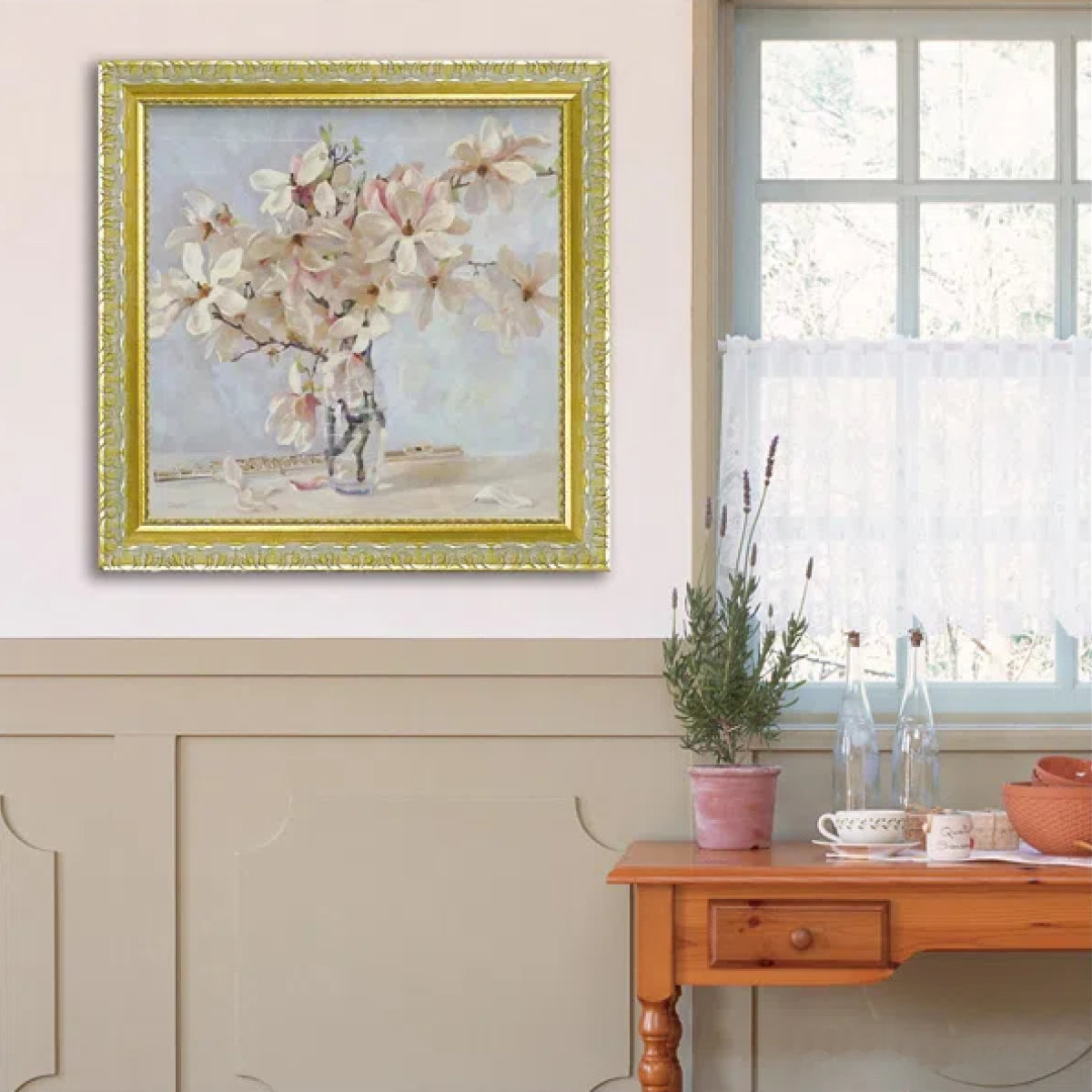 絵画・額縁・油絵・友成 晴雄・新品未使用・並木道・美術品