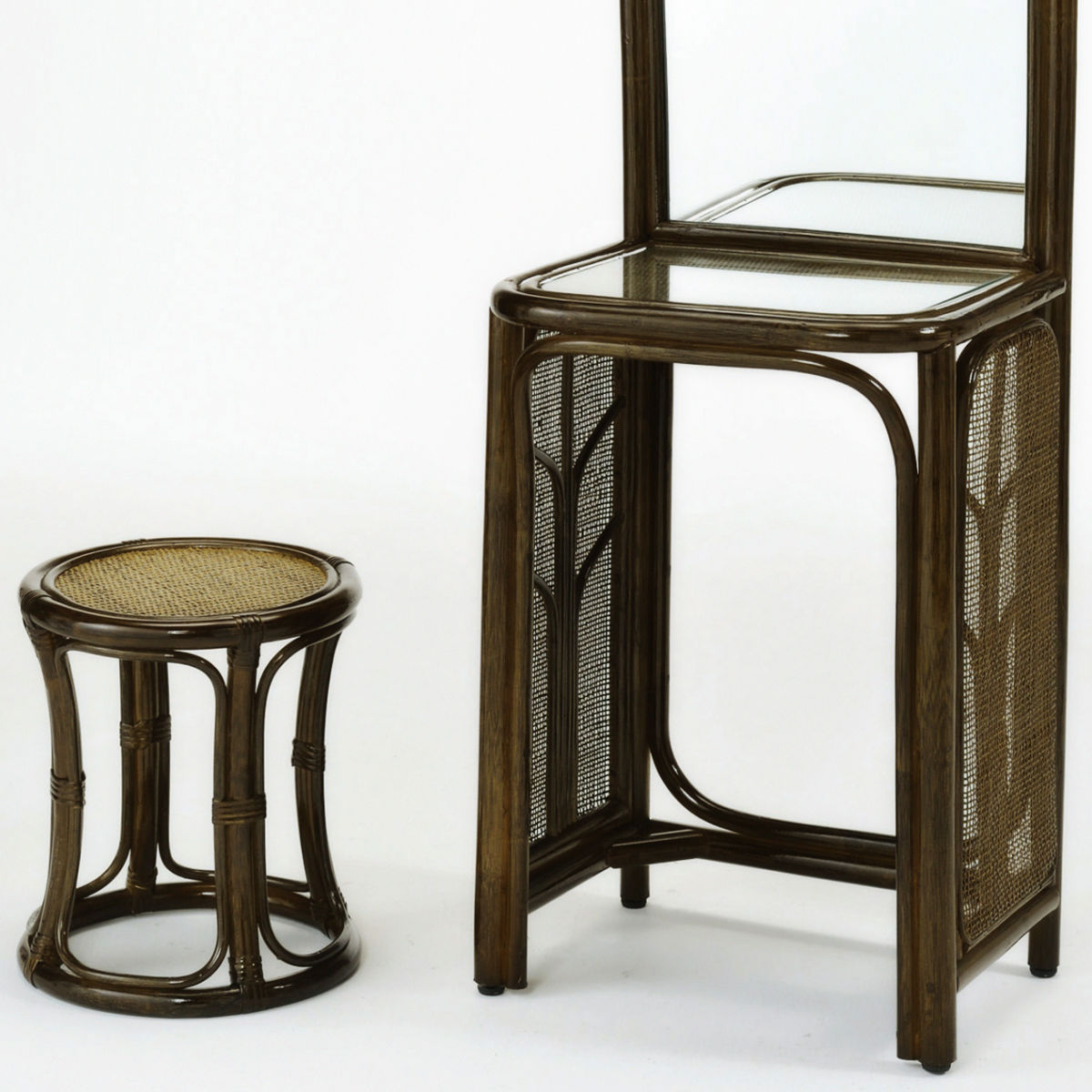 今枝商店 籐 ドレッサー 円型スツール付き 幅45cm （ ラタン スリム