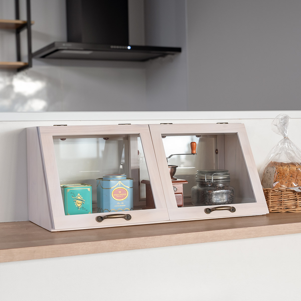 HAGiHARA（萩原） ガラスケース 幅60cm 1段 カウンター上収納 ラック