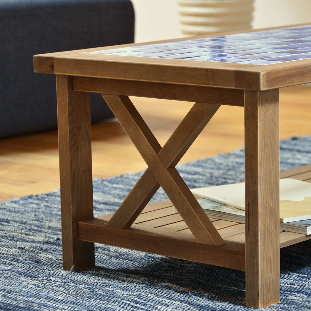 B.Bファニシング センターテーブル 幅90cm PUDDLE タイル 天然木