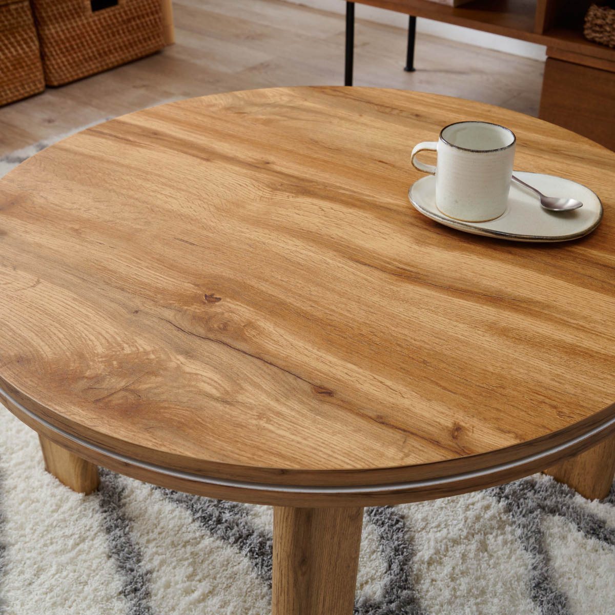 HAGiHARA（萩原） こたつ 円形 幅68cm 木目調 リバーシブル天板