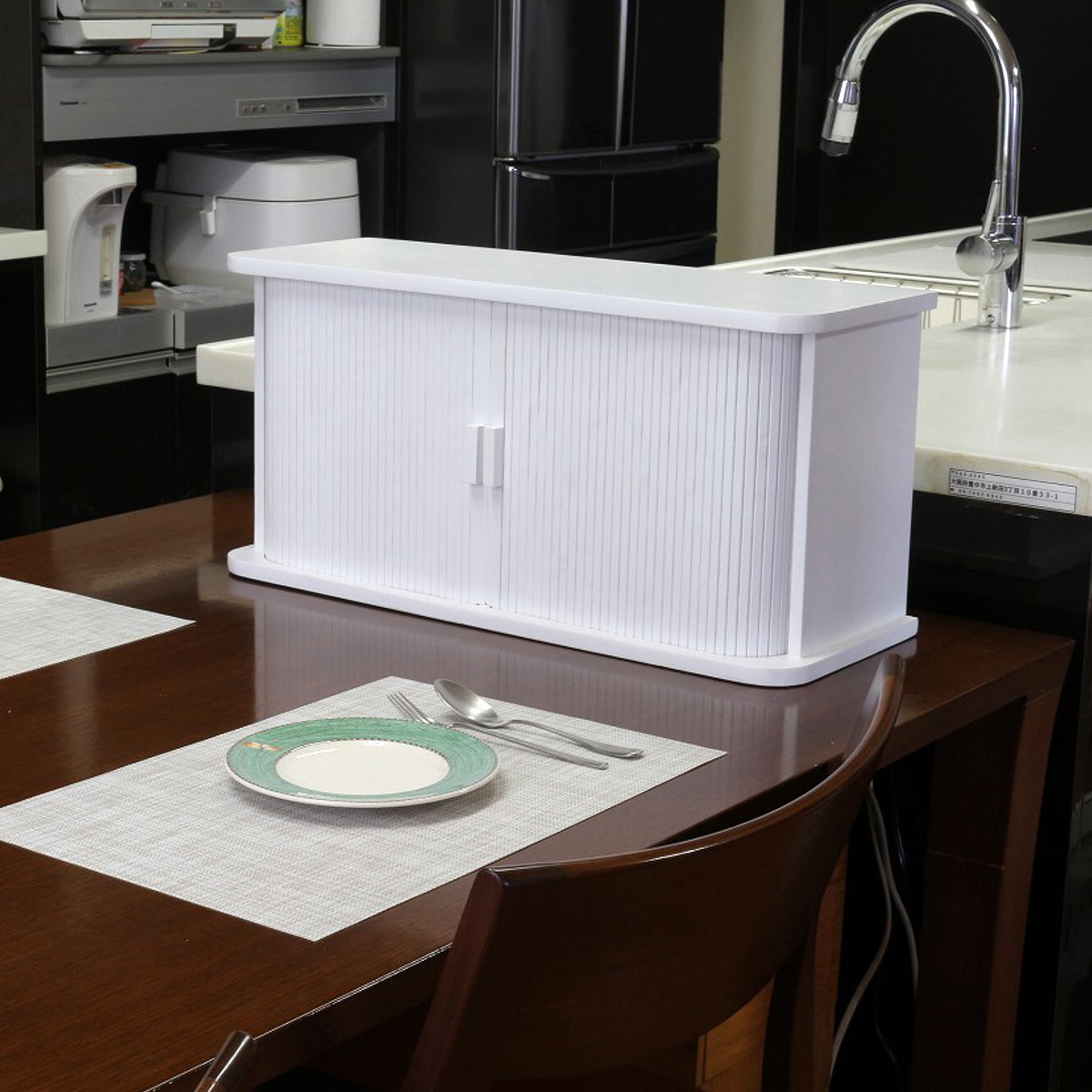 アンティーク木製スライド式蛇腹 ジャバラ扉4段引き出し収納 店舗什器