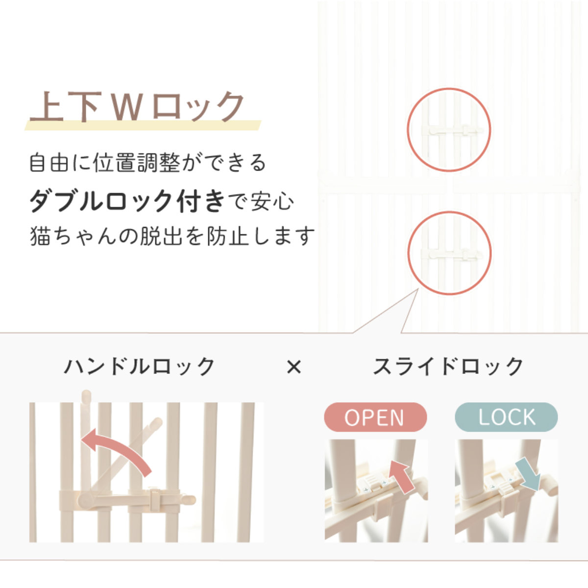 ペットゲート 猫 にゃんドア ハイタイプ 突っ張り （ ゲート 柵 ゲージ