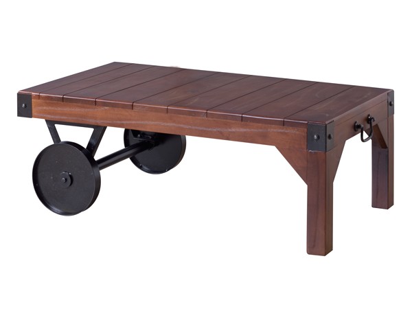 東谷 ローテーブル 天然木 ミッドセンチュリー 車輪付 トロリー 幅90cm