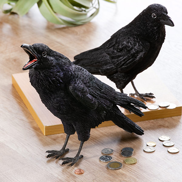カラス 貯金箱 リアル オブジェ 置物 インテリア （ 雑貨 動物