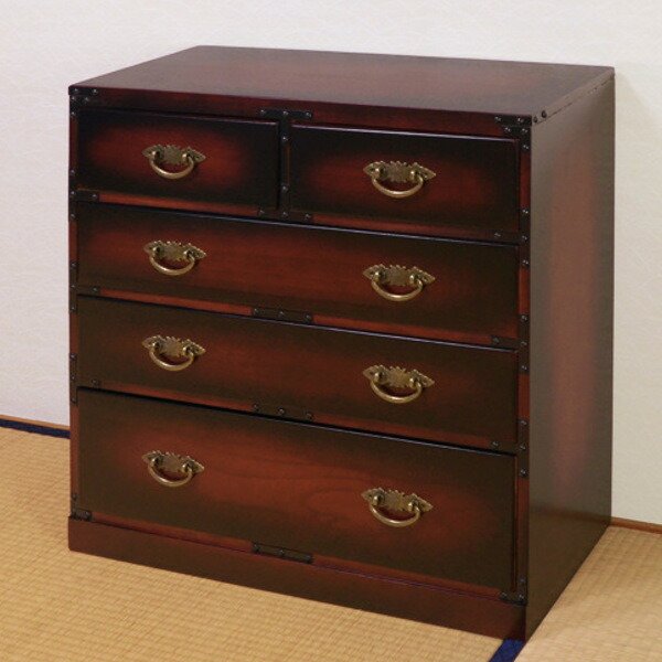 ミヤグチ企販 チェスト 4段 民芸調たんす 古美調引手 幅67cm （ 箪笥