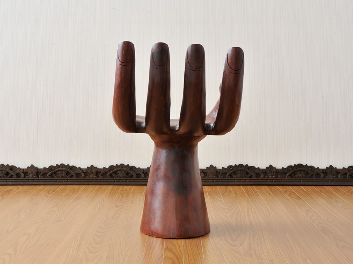 仏手 スツール 椅子 アジアン家具 掌 手の形 木製 手形 オブジェ