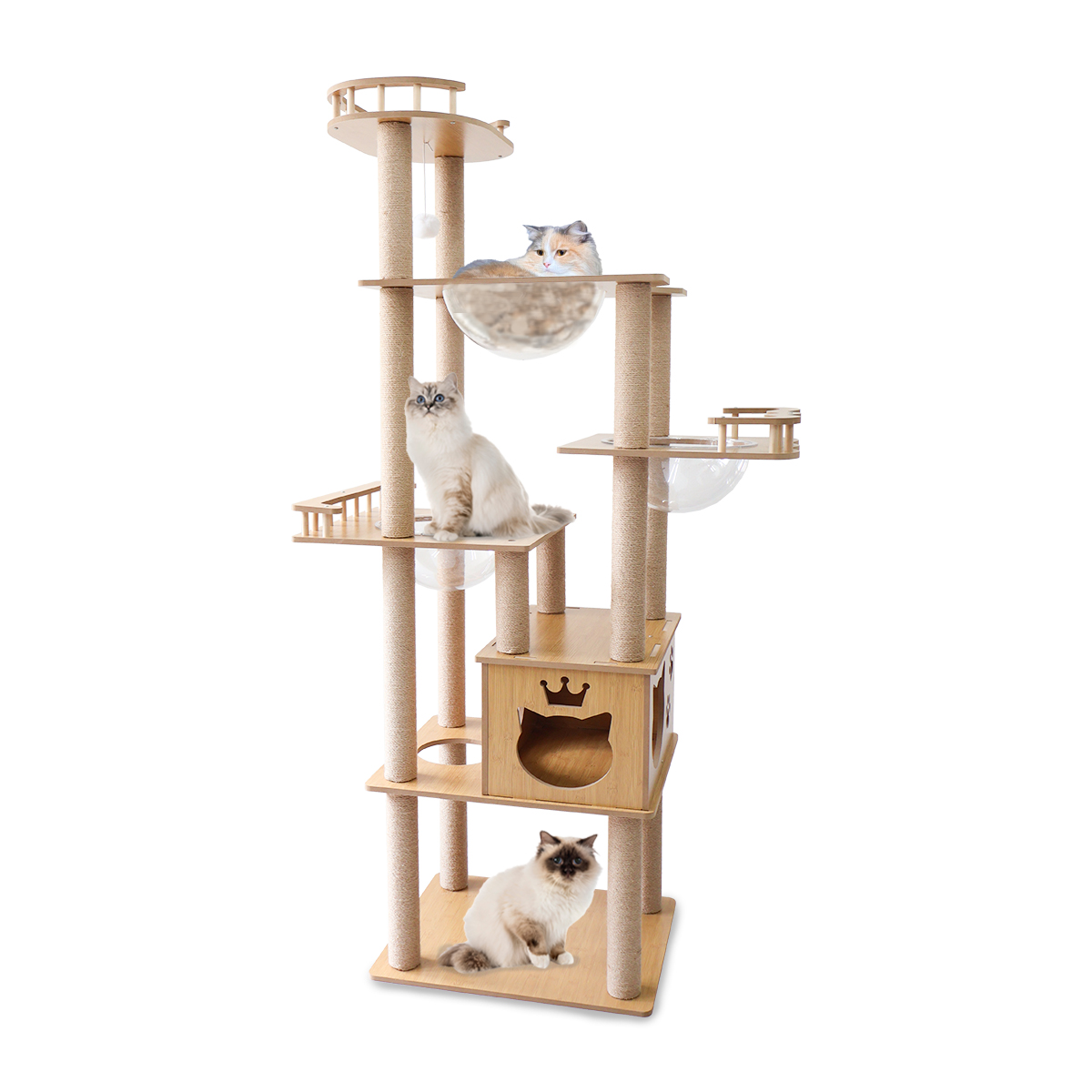 PETEPERA（ペテペラ） 木製 据え置き型 キャットタワー 宇宙船付き