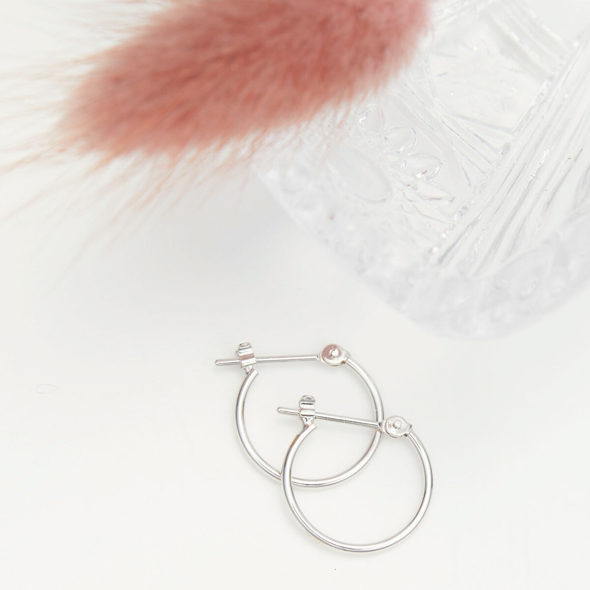 フープピアス K14WG 14金 ホワイトゴールド 華奢 細い 細め シンプル