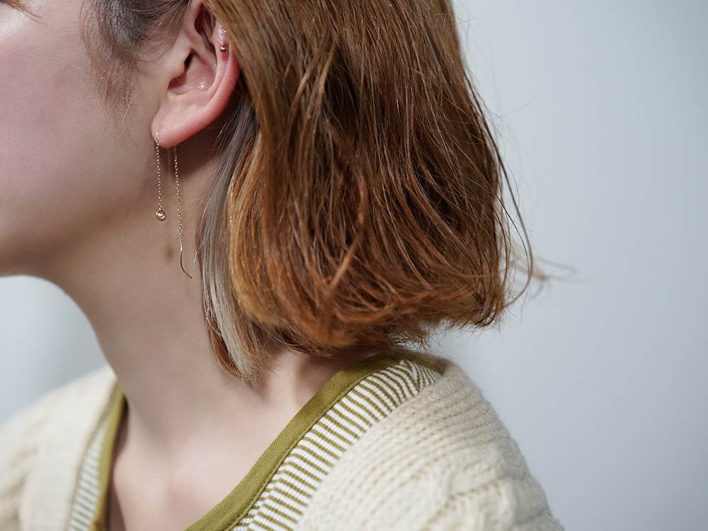 K18 ダイヤモンド チェーン ピアス The pavilion 0.2ct チェーンピアス