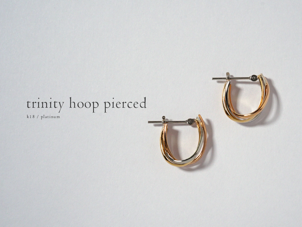 K18/Pt トリニティ フープピアス レディース 18k K18 18金 プラチナ 3