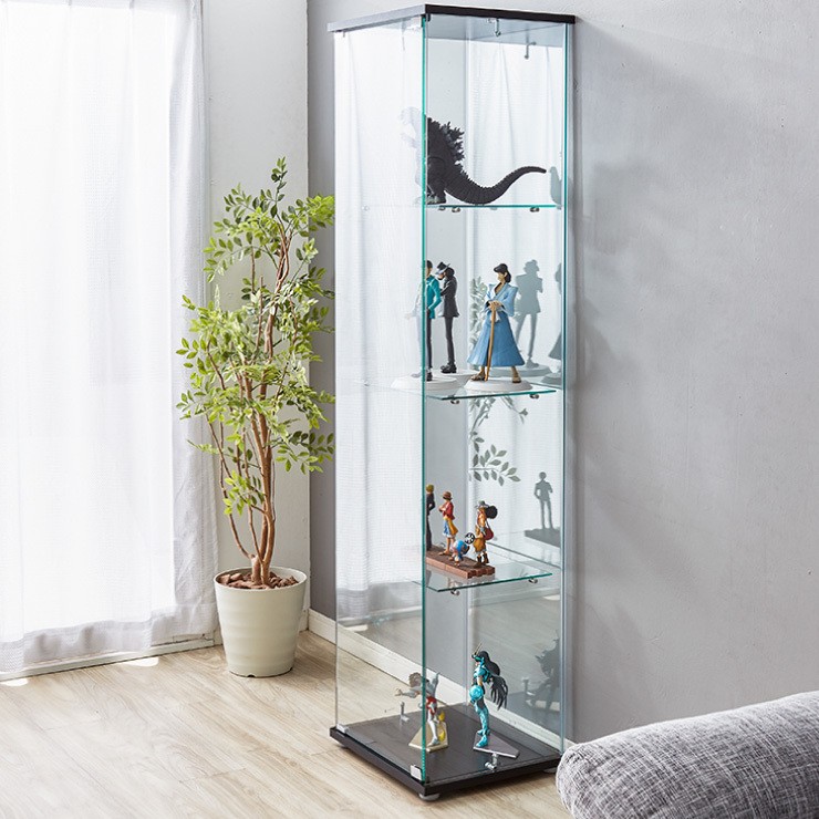 ガラスコレクションケース フィギュアケース 4段 クリア 4面ガラス 幅