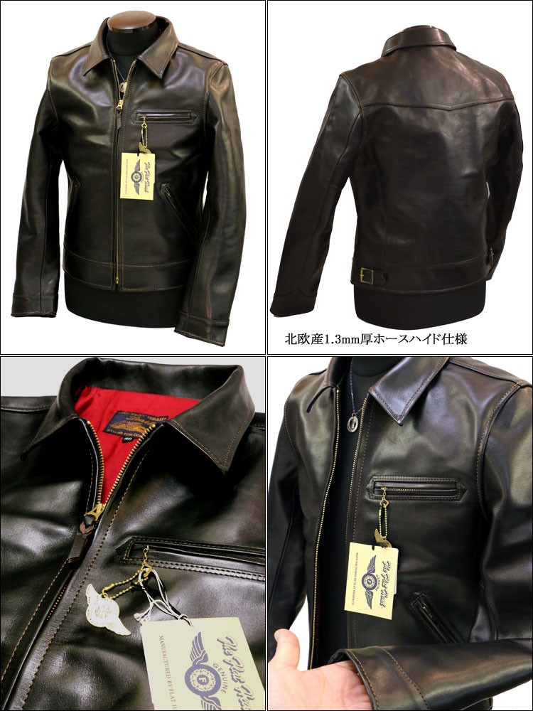 ジミー】フラットヘッド 革ジャン シングルライダース L 40 黒 ジミー