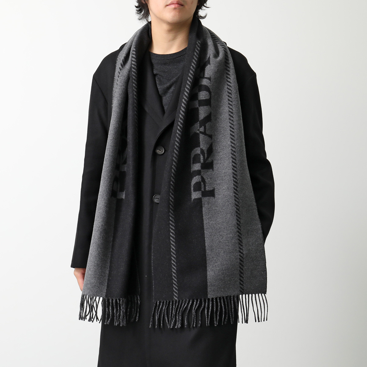 PRADA（プラダ） マフラー 2FS057 2FK3 メンズ フリンジ ストール ジャ