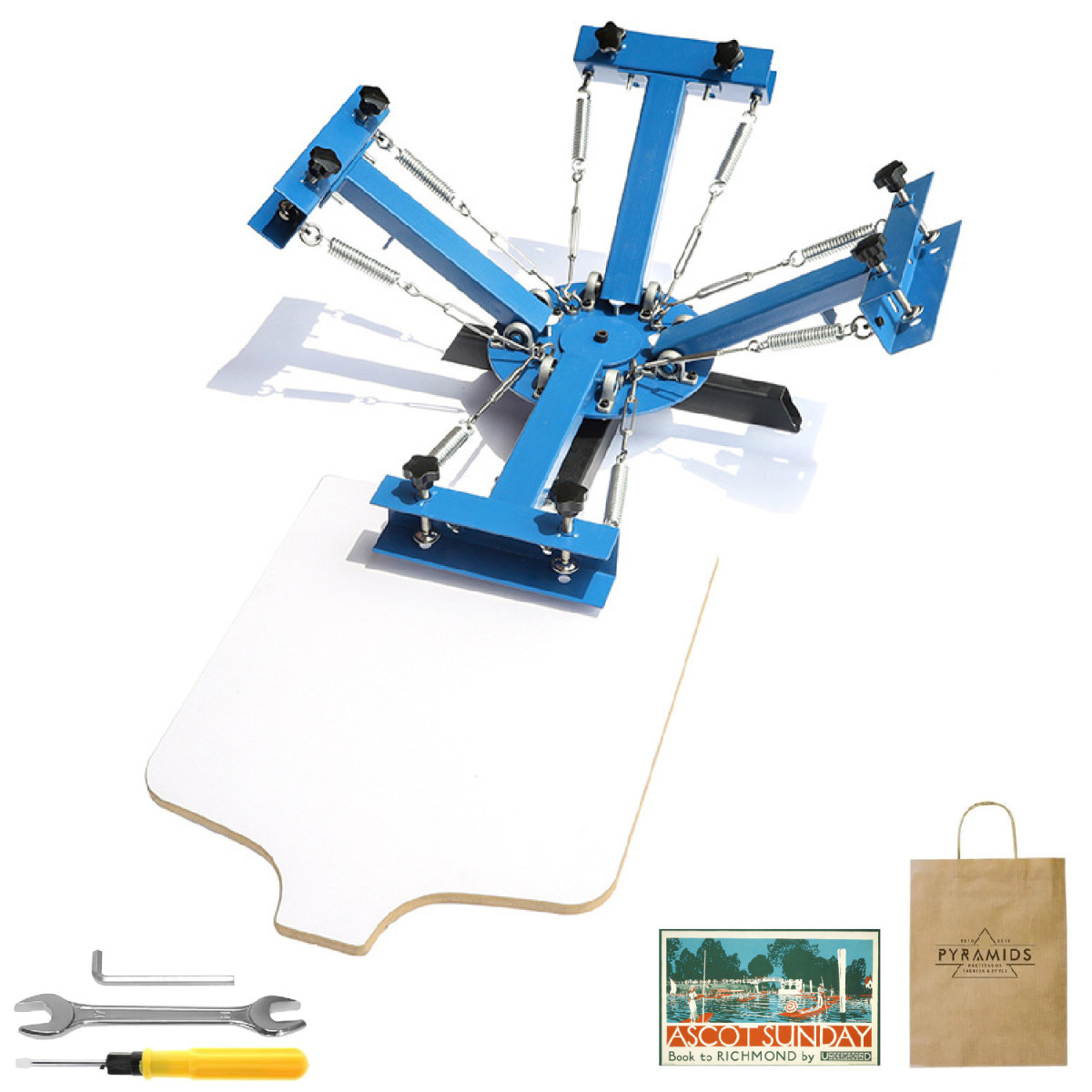 手動スクリーン印刷機 4色 360度回転 シルクスクリーン DIY印刷ツール