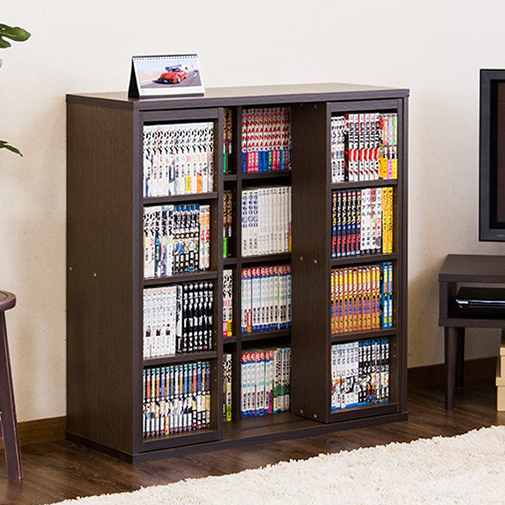 スライド本棚 全段B6 奥深 幅90cm 完成品 本棚 ダブルスライド