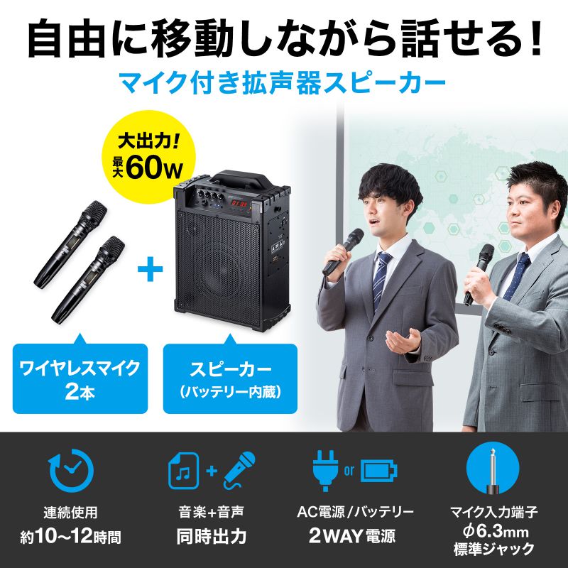 SANWA SUPPLY（サンワサプライ） 拡声器 ワイヤレスマイク スピーカー