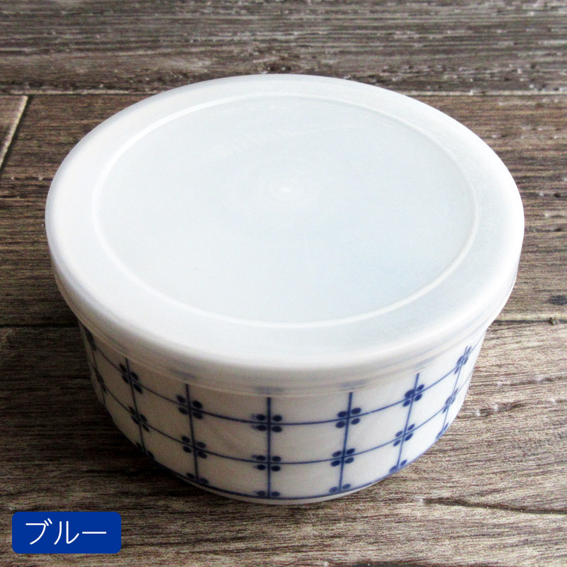 スクエアドットスタック鉢（2色選択）/ 蓋付き 陶器 保存容器 タッパー