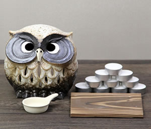 信楽焼 茶香炉 陶器茶香炉 ふくろう フクロウ茶香炉 陶器 茶 焼き物 火