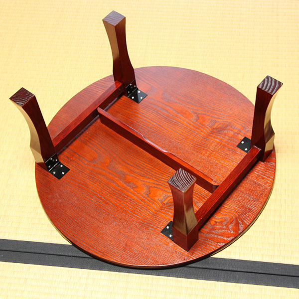 ちゃぶ台 卓袱台 木製 60cm 折りたたみ 丸型 円卓 漆器 漆塗り 丸