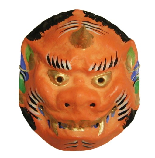 歴史のある古和紙のお面「嵯峨面」 魔除けのご利益『赤鬼面』 藤原孚石