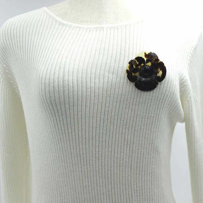 本べっ甲 花 ブローチ 縦55×横55ミリ (のし等ギフト対応無料）オニキス