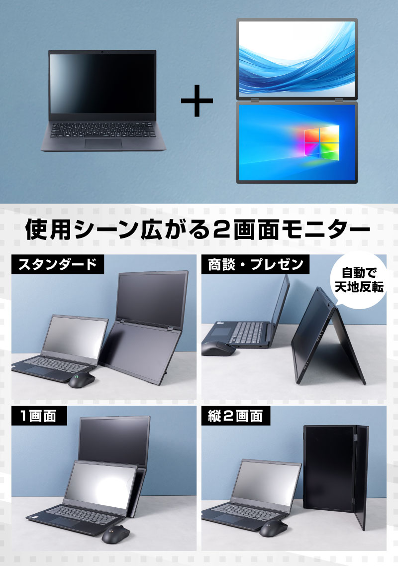 THANKO 15.6インチ 2画面 デュアルモニター モバイルモニター