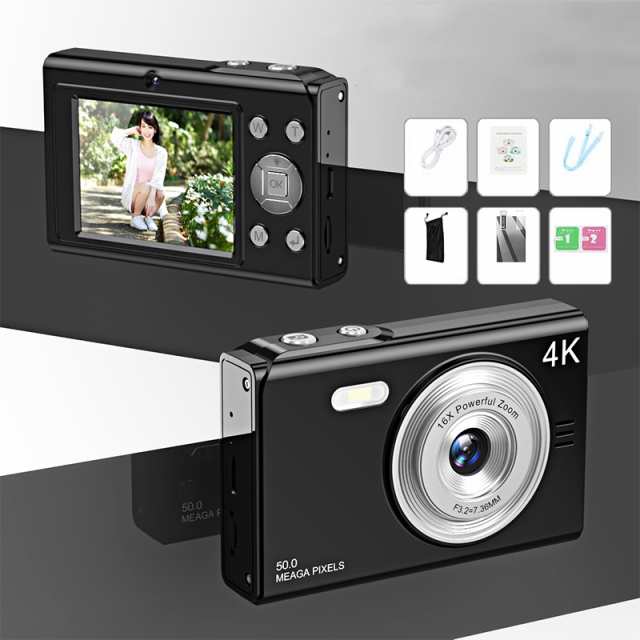 150円off デジカメ 4K デジタルカメラ 128GB SDカード付き 16倍ズーム