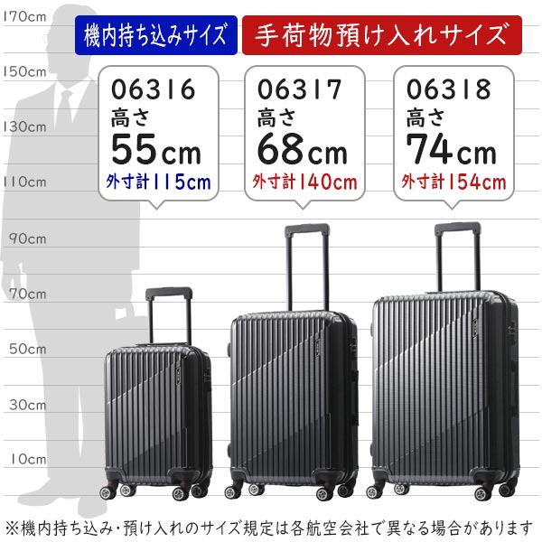 Ace（エース） クレスタ スーツケース (83L/最大93L) マチ拡張機能