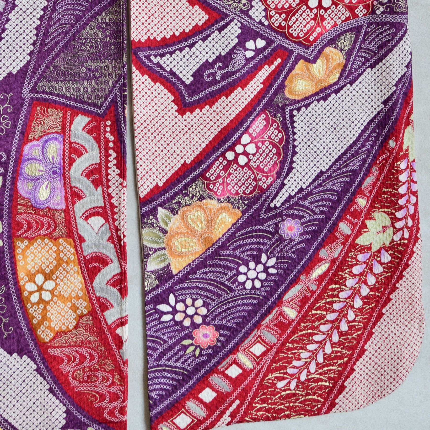 振袖 レンタル 成人式 21点セット レトロ 振袖セット 花 紫 赤 正絹